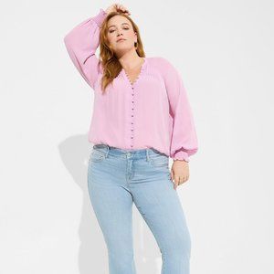 NWT Torrid Georgette Smocked Blouson Sleeve Blouse‎